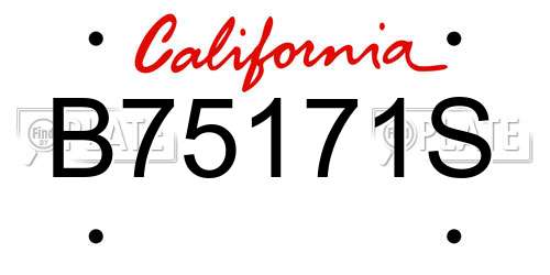 B75171S California License Plate