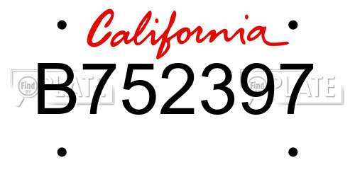B752397 California License Plate