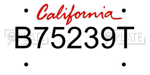 B75239T California License Plate