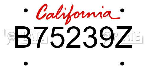 B75239Z California License Plate