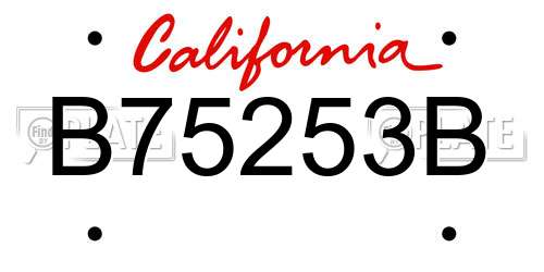 B75253B California License Plate