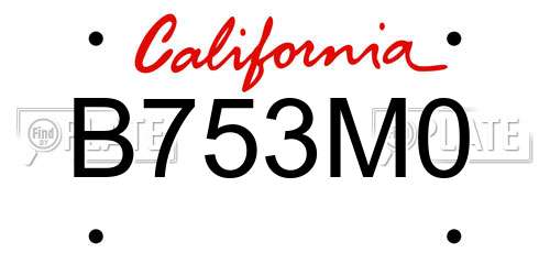 B753M0 California License Plate