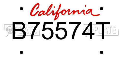 B75574T California License Plate