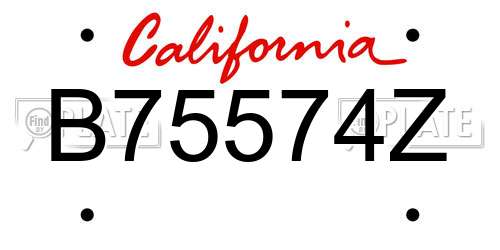 B75574Z California License Plate