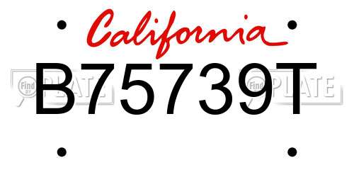 B75739T California License Plate