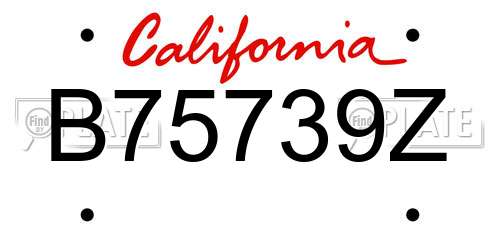 B75739Z California License Plate