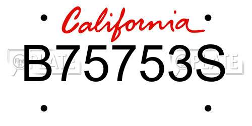 B75753S California License Plate