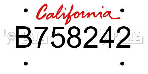 B758242 California License Plate