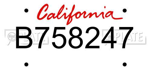 B758247 California License Plate