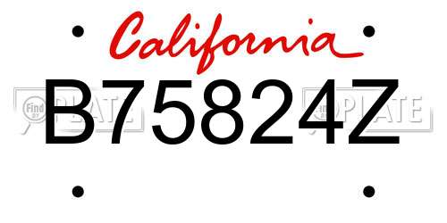 B75824Z California License Plate