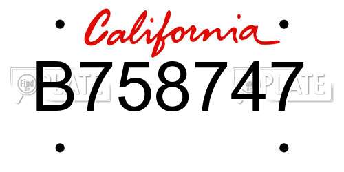 B758747 California License Plate
