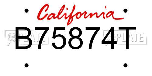 B75874T California License Plate