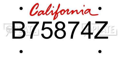 B75874Z California License Plate