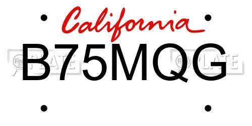 B75MQG California License Plate