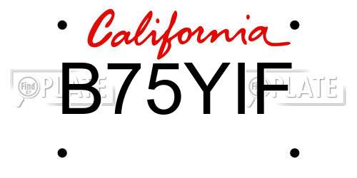 B75YIF California License Plate