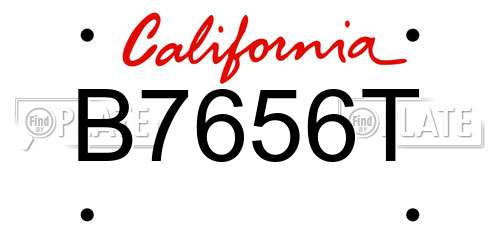 B7656T California License Plate