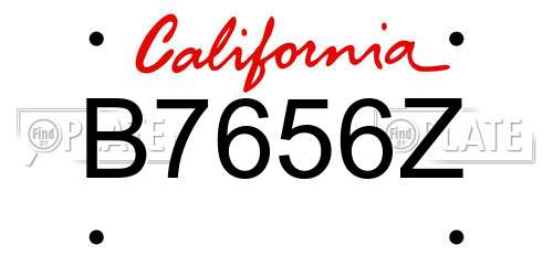 B7656Z California License Plate