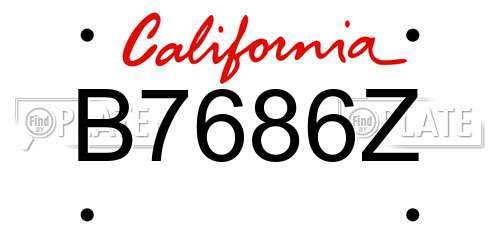 B7686Z California License Plate