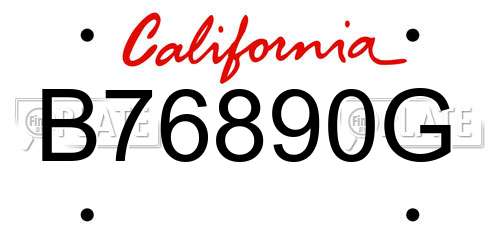 B76890G California License Plate
