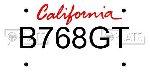 B768GT California License Plate