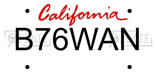 B76WAN California License Plate