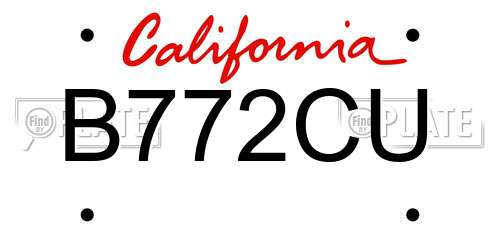 B772CU California License Plate