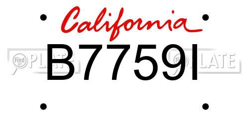B7759I California License Plate