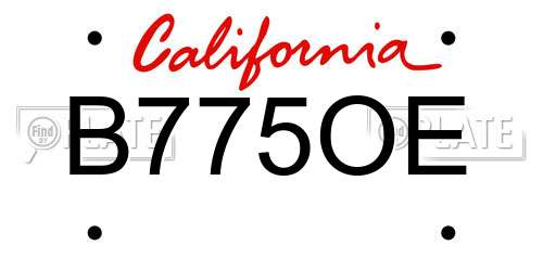 B775OE California License Plate