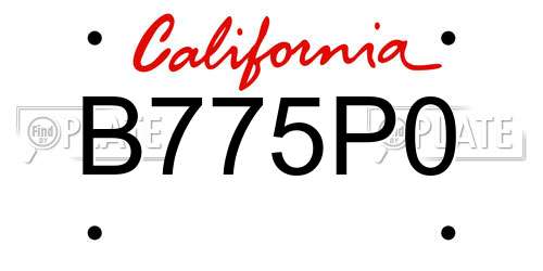 B775P0 California License Plate