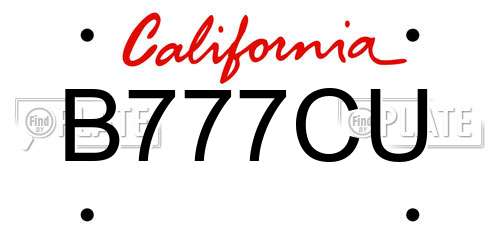 B777CU California License Plate