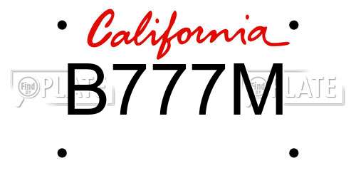 B777M California License Plate