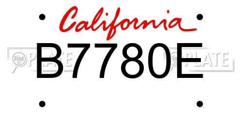 B7780E California License Plate
