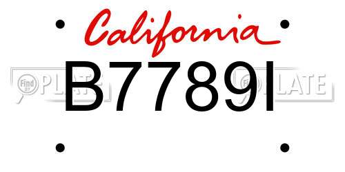 B7789I California License Plate