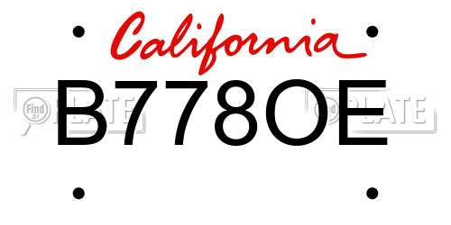 B778OE California License Plate