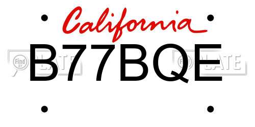 B77BQE California License Plate