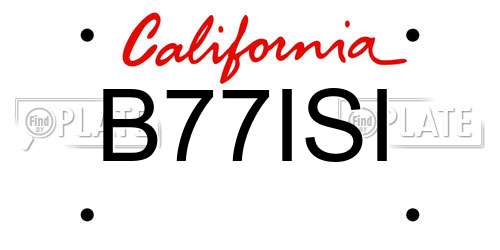 B77ISI California License Plate