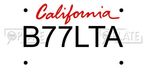B77LTA California License Plate