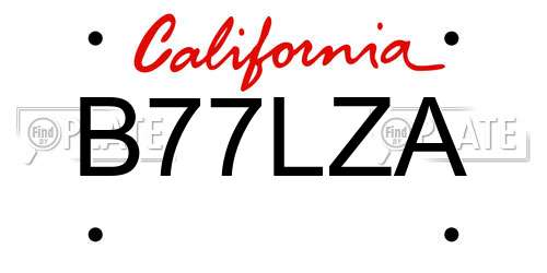 B77LZA California License Plate