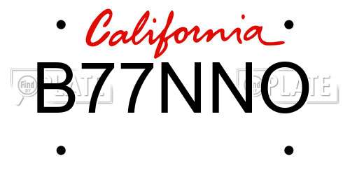 B77NNO California License Plate