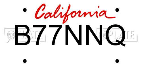 B77NNQ California License Plate