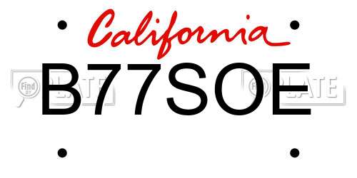 B77SOE California License Plate