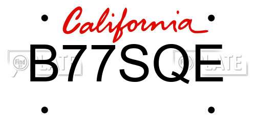 B77SQE California License Plate