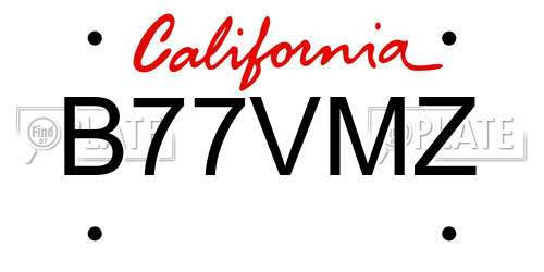 B77VMZ California License Plate
