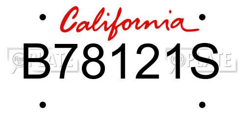 B78121S California License Plate