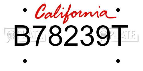 B78239T California License Plate