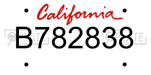 B782838 California License Plate