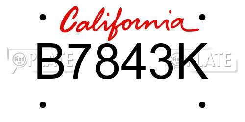 B7843K California License Plate