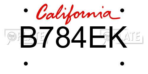 B784EK California License Plate