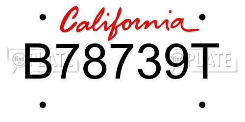 B78739T California License Plate