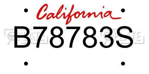 B78783S California License Plate
